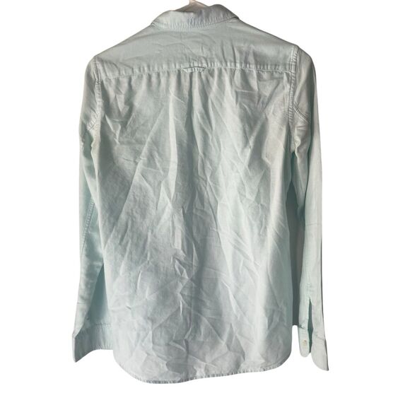 GAP Womens Size Small Light Blue Cotton Light Weight Semi Sheer Button Up Blouse - Picture 5 of 9
